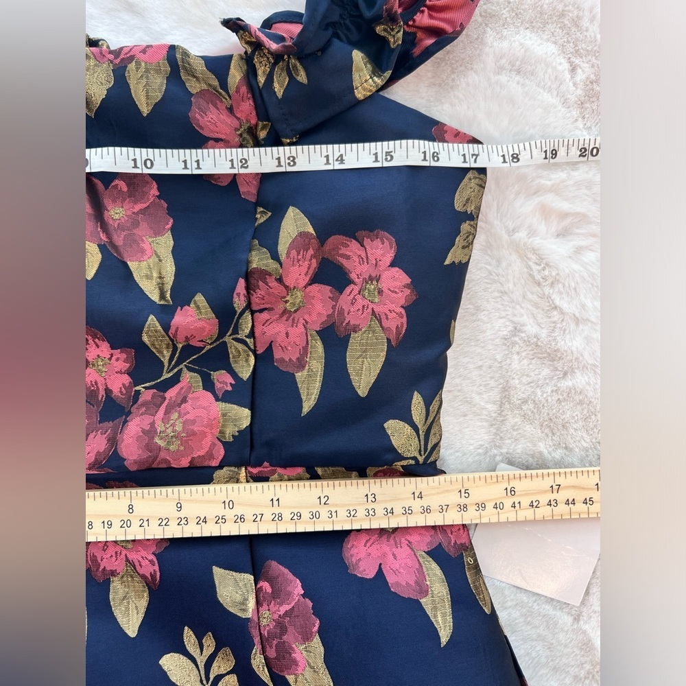 NWT: Lulu's Pop The Bottle Metallic Floral Jacquard Cocktail Mini Dress Size M - Picture 6 of 10